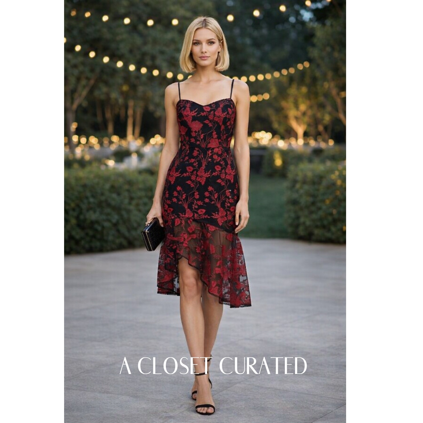 Dress The Population Cantrelle Ruffle Hem Dress Xs Red New